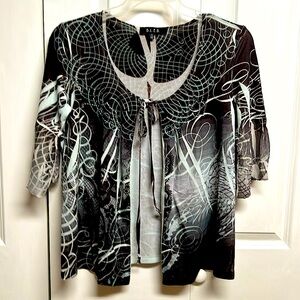 B.L.E.U. Gray Blue Mid Sleeve Cardigan Sweater Size M